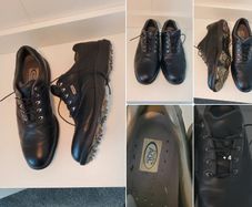 FootJoy AQL Black Leather Spiked Golf Shoes Men's UK 11 / US 12W