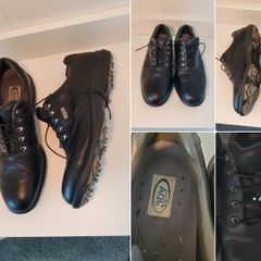 FootJoy AQL Black Leather Spiked Golf Shoes Men's UK 11 / US 12W