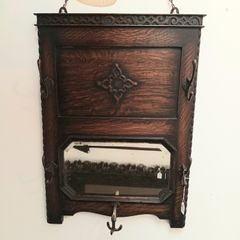 Edwardian oak hall mirror 45cm x 66cm