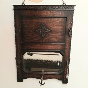 Edwardian oak hall mirror 45cm x 66cm