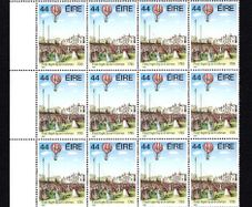 1985 Ireland Anniversaries 44p Richard Crosbie's Balloon Flight Commemorative Stamp Block of 20 with pate 1B1B1B1B and imprint (Irish Security Stamp Printing Limited) Mint Never Hinged (MNH)