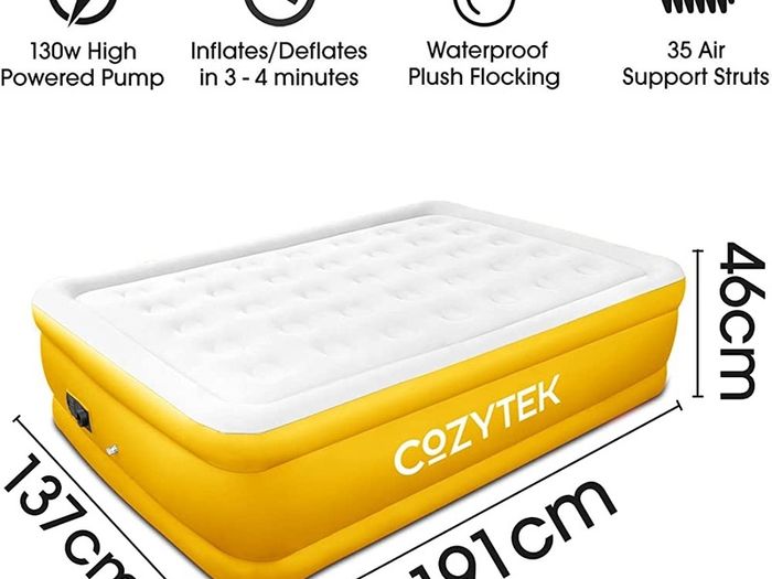 Premium Blow up Inflatable Double Air Bed Mattress with Built in Pump 191 x 137 x 46cm and Storage Bag Included (FREE POSTAGE)