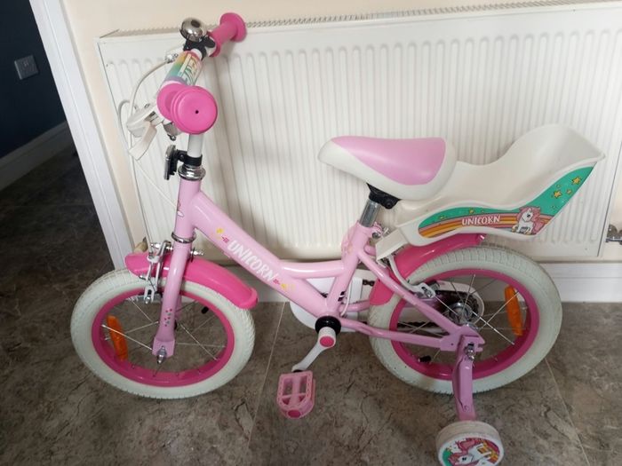 Kids unicorn bike size 14 inch wheels