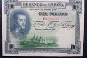 Spain 1925.100 Pesetas.Good,Crisp Very Fine+.