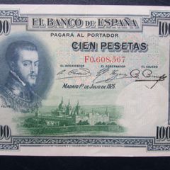 Spain 1925.100 Pesetas.Good,Crisp Very Fine+.