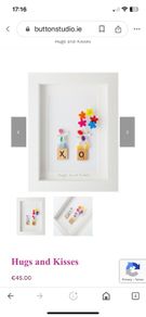 Valentine Button Character Frame Hugs and Kisses