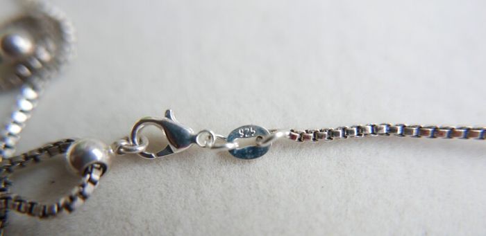 Vintage Sterling Silver 925 Fine Zirconia Pendant and Necklace length 21" - 8,46g
