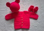 Handmade baby cardigan and dress sets 0-3 months
