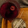 Ceiling lights, red glass shades x3 Image 3