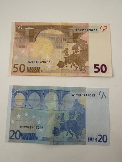 2 x euro notes 20 and 50 eur 2002 circulated