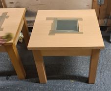 Pair of Small Side Tables with Center Glass Inserts