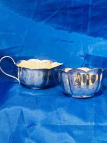 silver plate jug and sugar bowl