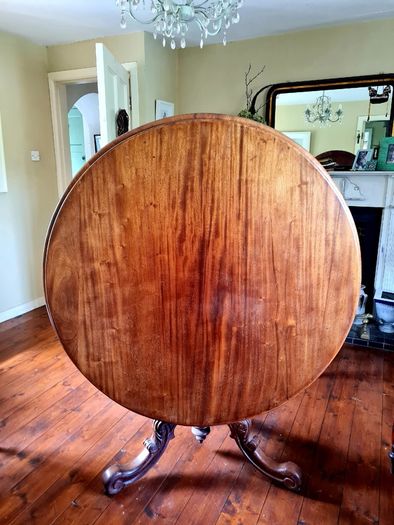 Victorian tilt top library table for sale and four chairs