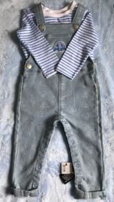 Baby boy clothes/ dungaree and vest/ baby clothes bundle 9-12 months