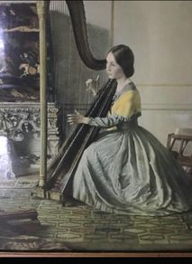 Large Framed Print, "The Lady with a Harp" by Leonard Campbell Taylor