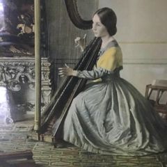 Large Framed Print, "The Lady with a Harp" by Leonard Campbell Taylor