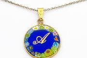 Italian Sterling Silver Millefiori Murano Glass Necklace