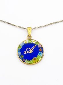 Italian Sterling Silver Millefiori Murano Glass Necklace