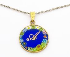 Italian Sterling Silver Millefiori Murano Glass Necklace