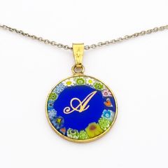 Italian Sterling Silver Millefiori Murano Glass Necklace