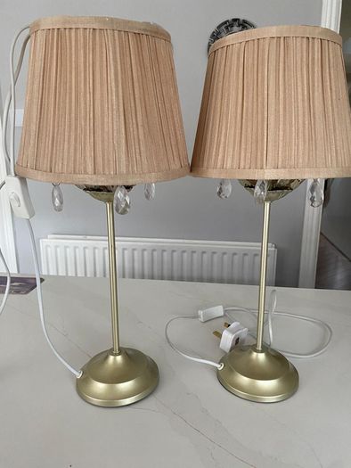 Two table lamps gold beige