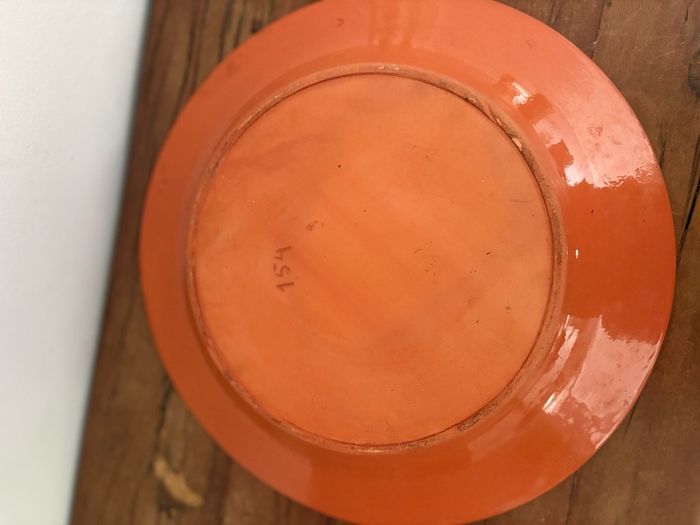 Large Vintage Portuguese Terracotta Floral Charger Platter