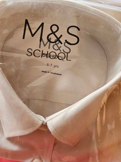 M&S Girls Long Sleeve Cream School Shirt 6-7 Years