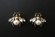 Pearl Bee Statement Gold Stud Earrings