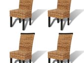 Dining Chairs 4 pcs Abaca and Solid Mango Wood