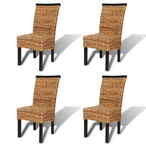 Dining Chairs 4 pcs Abaca and Solid Mango Wood