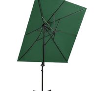 Cantilever Umbrella with Double Top Green 250x250 cm