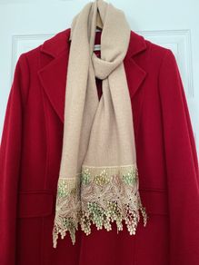Alice Hannah Lambswool/Angora Lace Edge Scarf