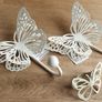 2 x New Lovely 3D Cream Butterfly Hooks Pierced Metal Image 9