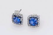 Pandora Sparkling Square Blue Halo Stud Earrings