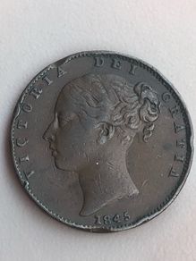1845 Victoria Farthing VF Large date variant RARE!!Check catalogue value