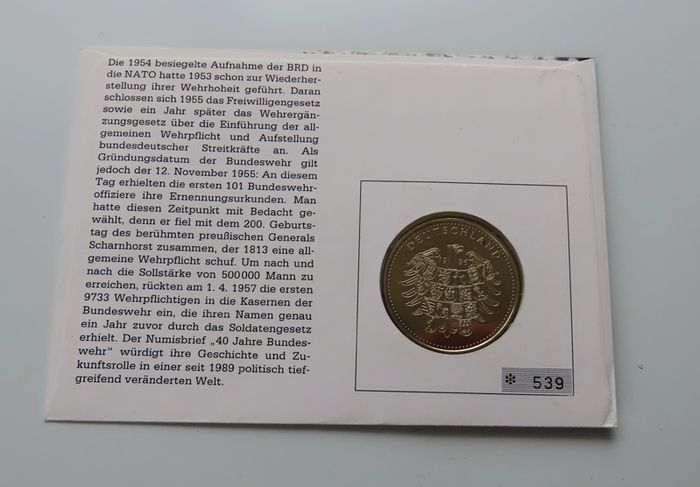 German Military coin-medal stamp cover 1956 - 1996