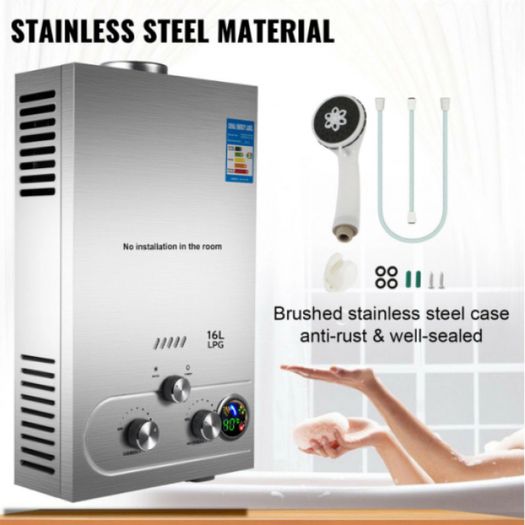 250110 VEVOR 6L LPG Water Heater Propane Gas Tankless Instant Boiler With Shower