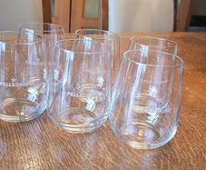 6 x S.Pellegrino stemless crystal glasses designed and produced by Bormioli Rocco