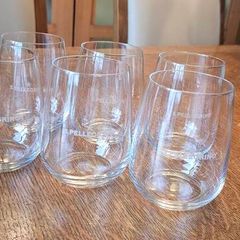 6 x S.Pellegrino stemless crystal glasses designed and produced by Bormioli Rocco