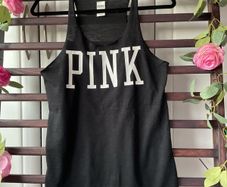 slerpwear Victoria secrets pink black sleepwear vest top size small