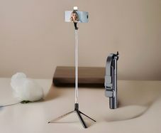New Black 170cm Bluetooth Selfie Stick Tripod with 2 LED Lights and Remote iPhone & Android