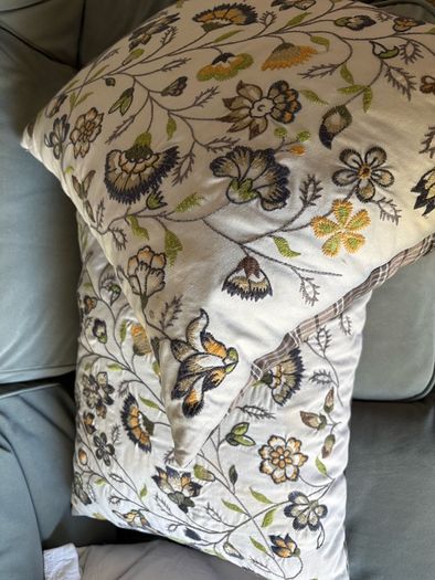 Vintage  ikea discontinued ALVINE LOV Pair of Embroidered large feather cushions. Hardly used.