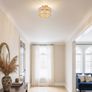 Gold Crystal Ceiling Lights,Modern Semi Flush Mount Fittings Ceiling Lamp Fixture,Hallway Ceiling Lights,Dia 26.5cm Crystal Chandelier for Living Room Dining Room Kitchen Bathroom (E27 Base) Image 2
