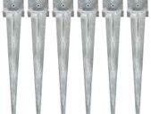 Ground Spikes 6 pcs Silver 14x14x91 cm Galvanised Steel