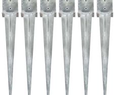 Ground Spikes 6 pcs Silver 14x14x91 cm Galvanised Steel