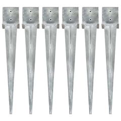 Ground Spikes 6 pcs Silver 14x14x91 cm Galvanised Steel