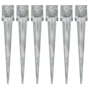 Ground Spikes 6 pcs Silver 14x14x91 cm Galvanised Steel