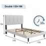 Double Bed Frame, White, Upholstered Image 7