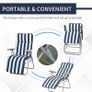 2Pc Folding Sun Loungers Set-Blue/White Image 5