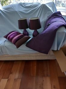 Lamps cushions and throw